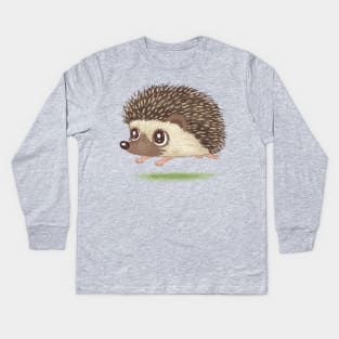 Hedgehog running Kids Long Sleeve T-Shirt